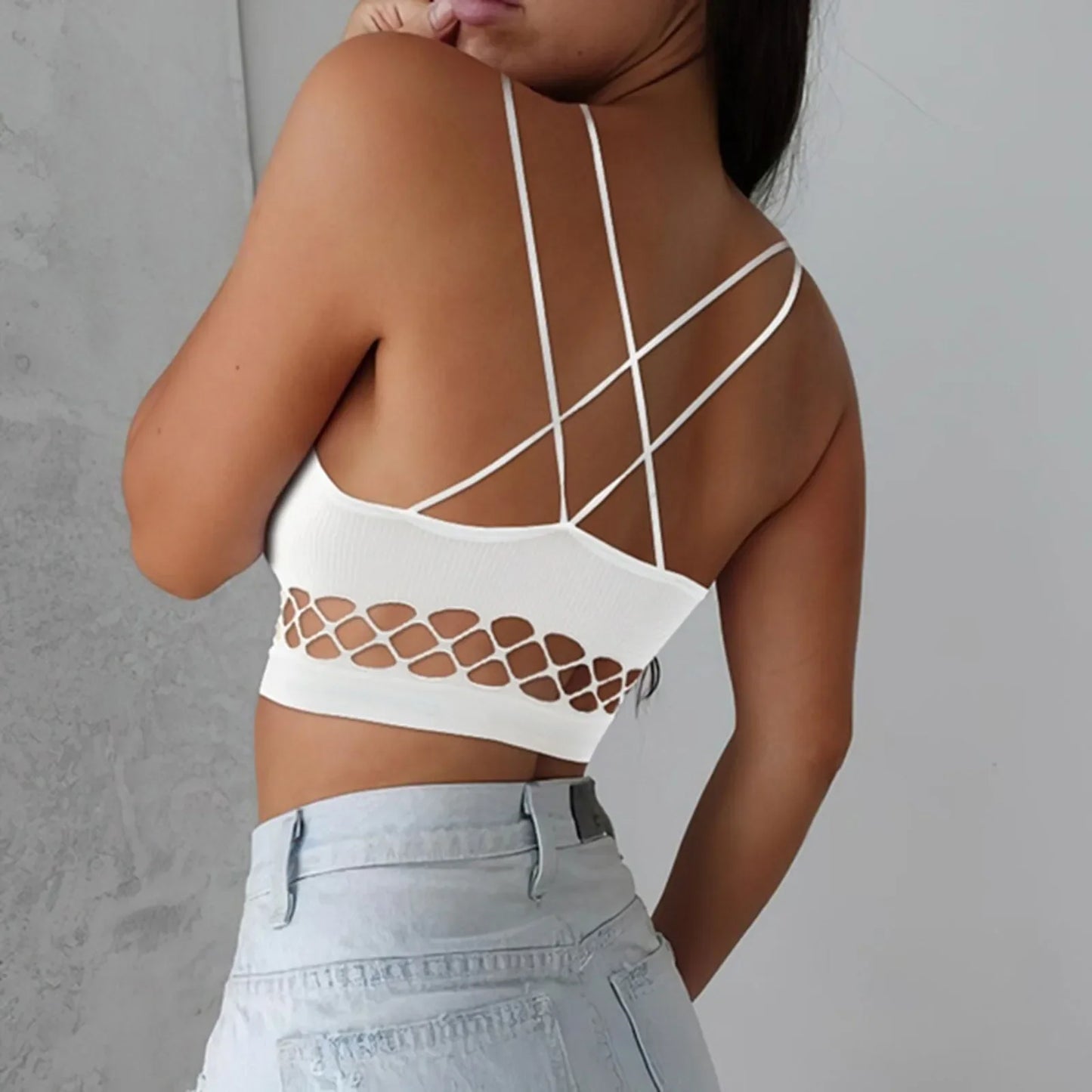 Hollow Out Cropped Tops