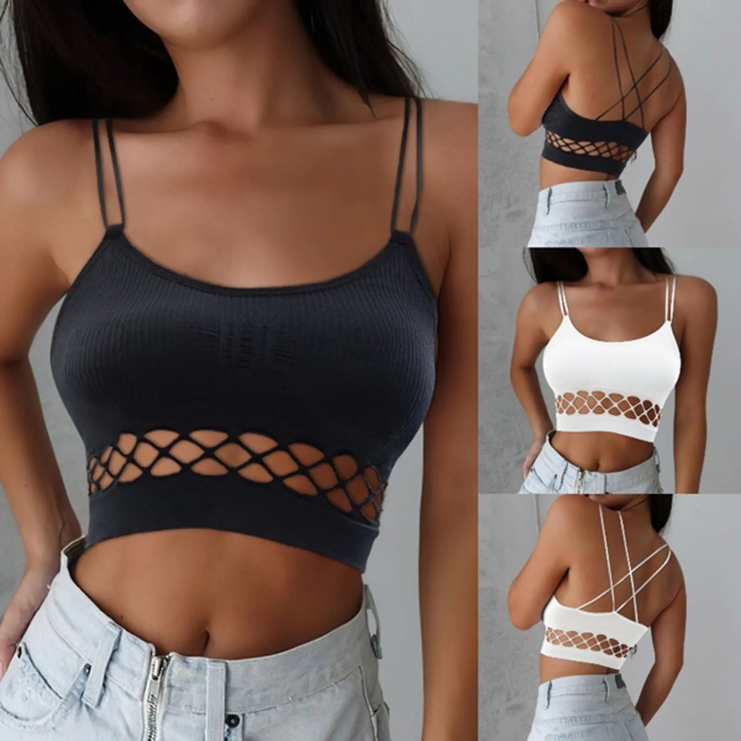 Hollow Out Cropped Tops